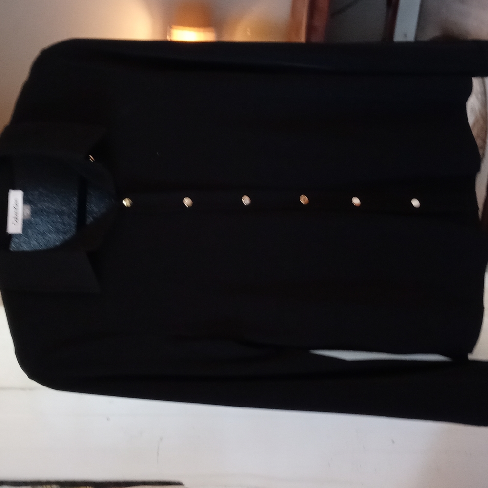 Calvin Klein Black Button down collard shirt Size… - image 5